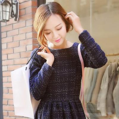 2025 秋冬新款韩版呛口小辣椒甜美公主泡泡袖羊毛呢长袖连衣裙毛呢裙